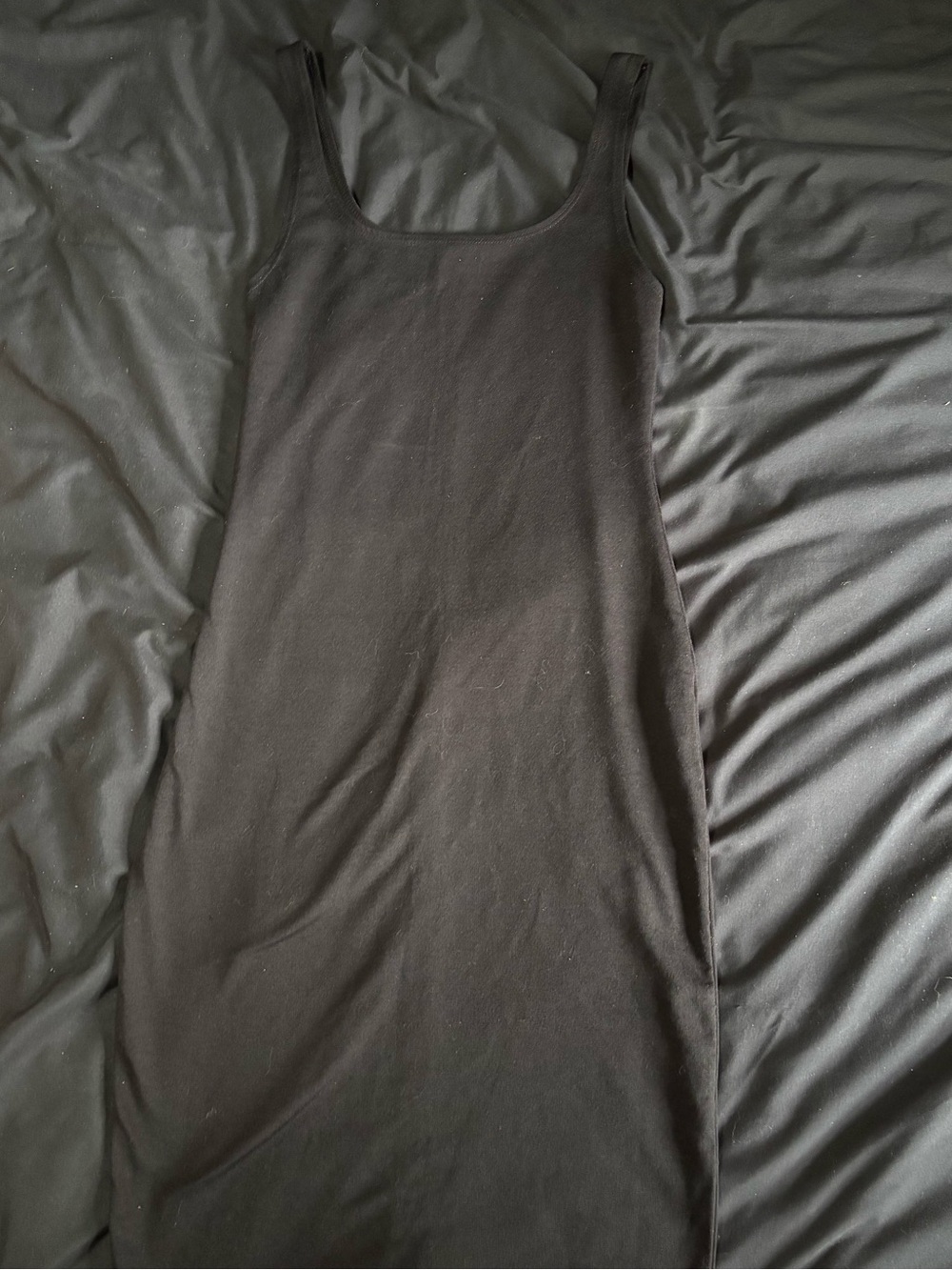 Zara Black Ribbed Midi Slip Dress